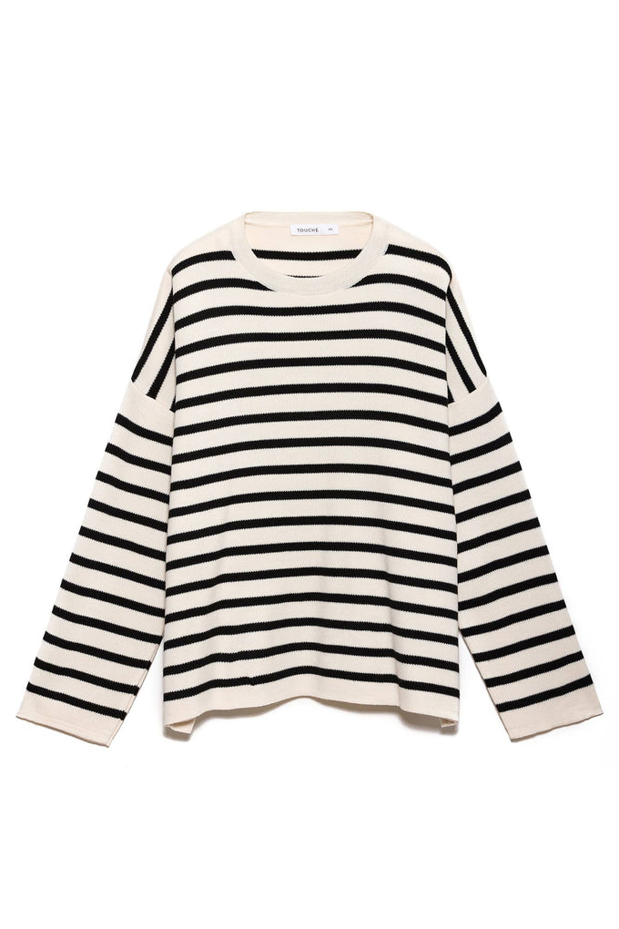 Maglione oversize a righe bianche e nere