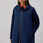 Gilet lungo con zip e cappuccio blu navy