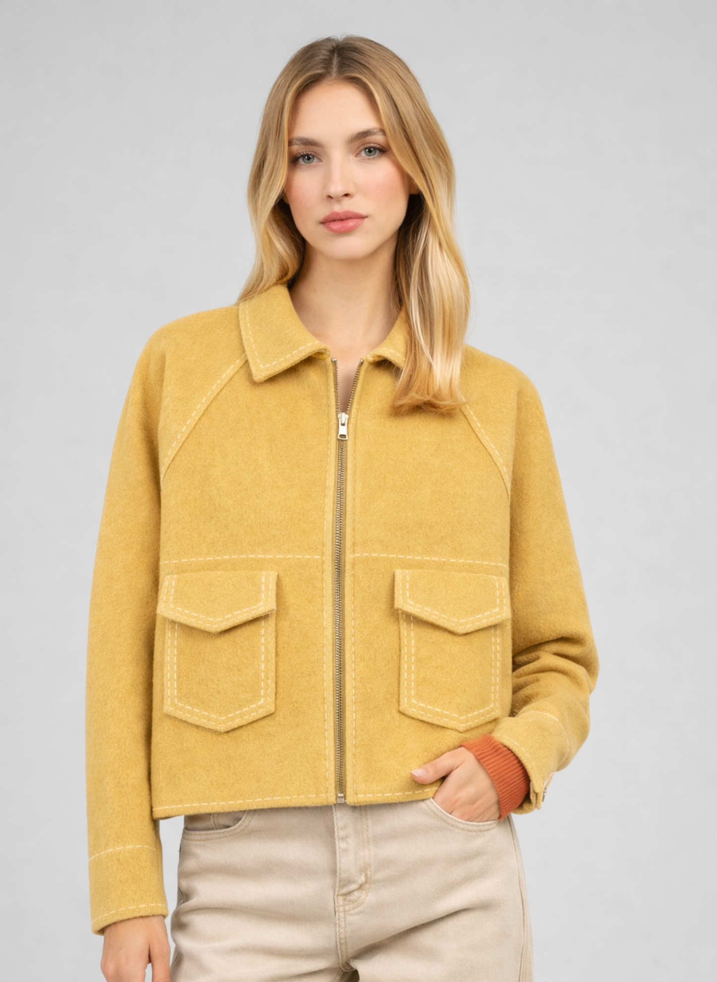Giacca corta Niba gialla con zip