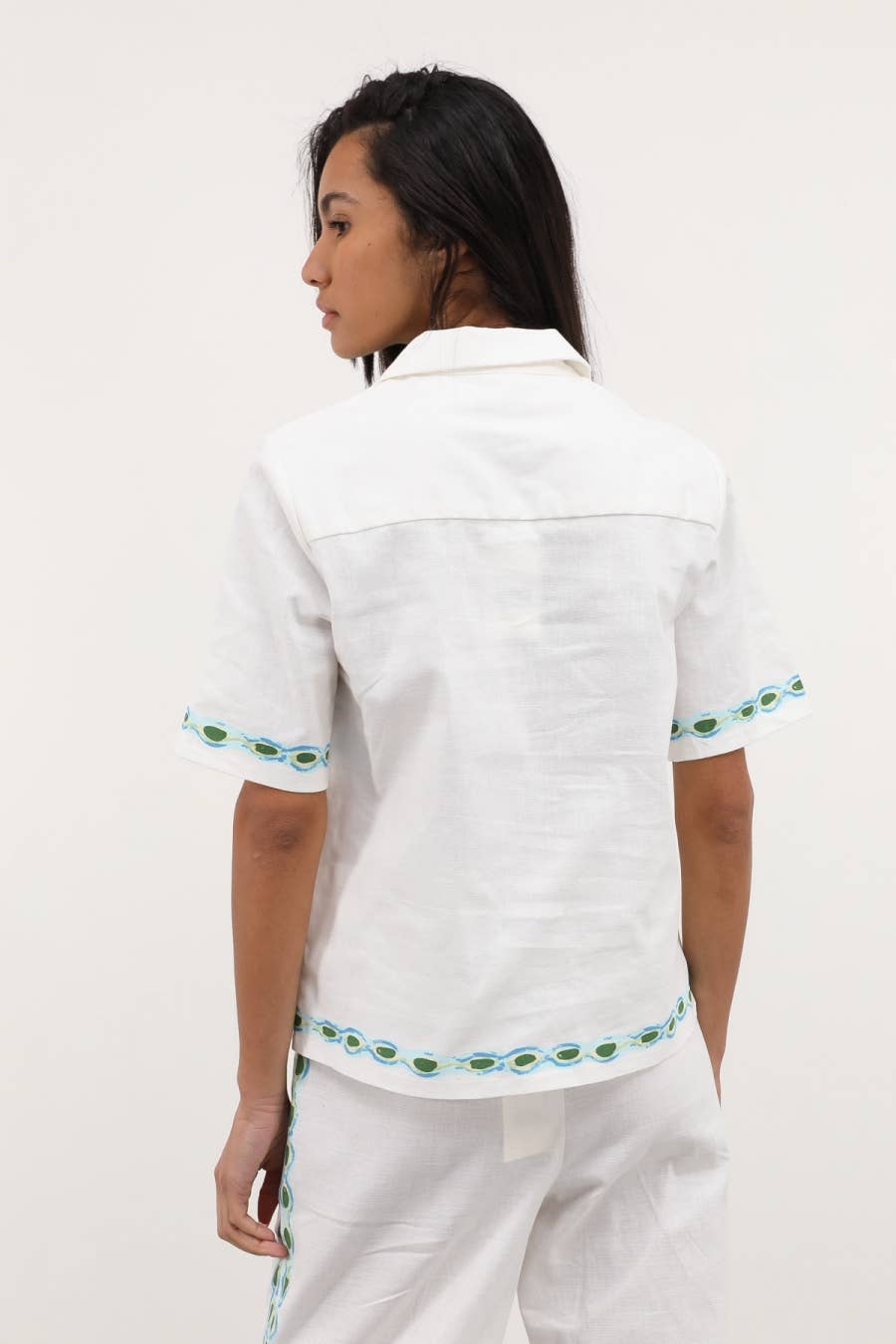 Blusa Timeon in cotone con bordi decorati