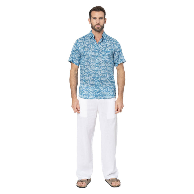 Camicia estiva a maniche corte in voile di cotone