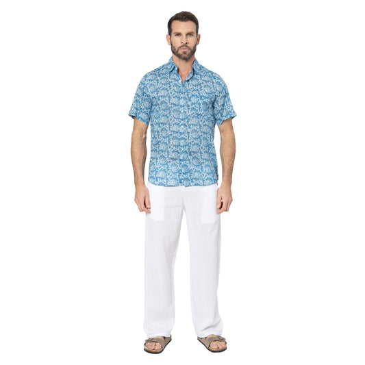 Camicia estiva a maniche corte in voile di cotone