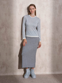 Maglione a maglia girocollo bicolore