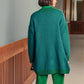 Cardigan jacquard verde con scollo a V
