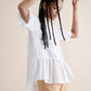 Blusa Plumetis in Cotone Bianco