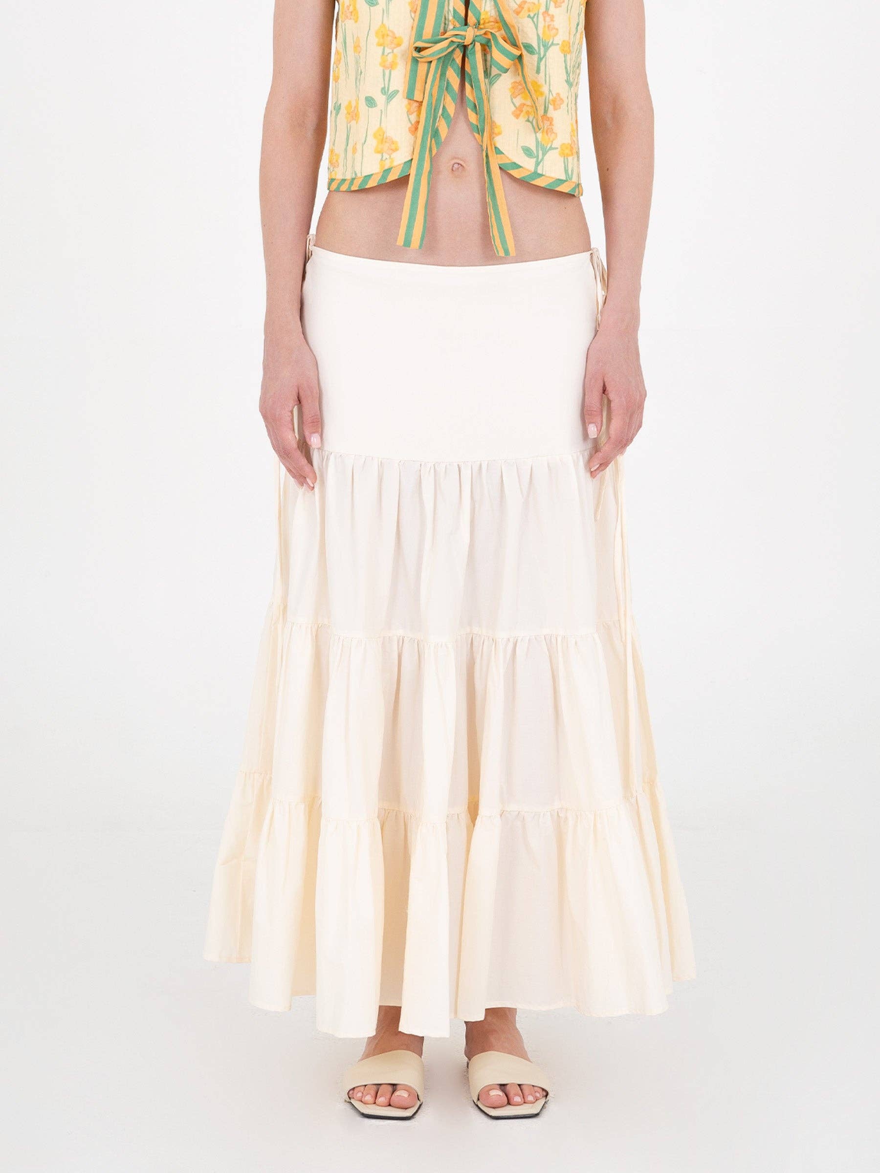 Gonna maxi Nature con balze e lacci laterali