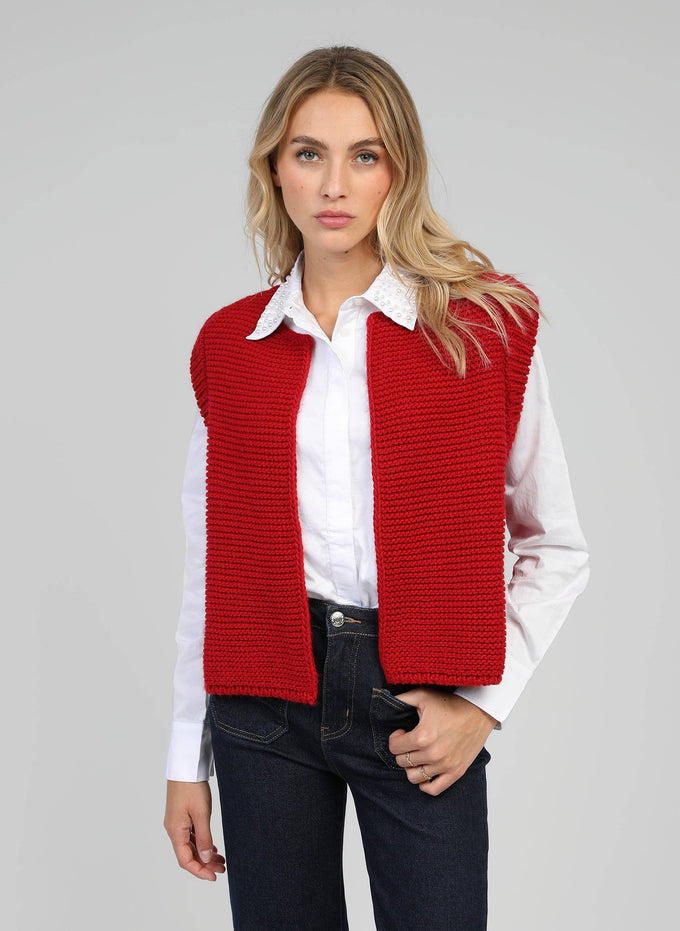 Cardigan smanicato in maglia spessa Legringou
