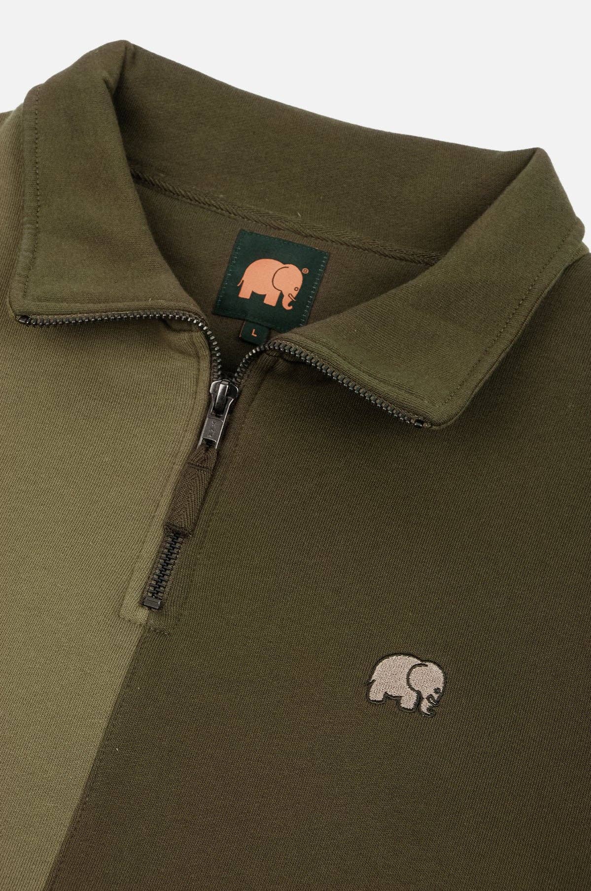 Maglione con mezza zip color block Gothic Olive