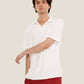 T-shirt in spugna bianca con colletto aperto