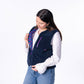 Gilet sherpa donna con zip blu navy