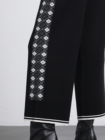 Pantaloni a palazzo jacquard con motivo geometrico