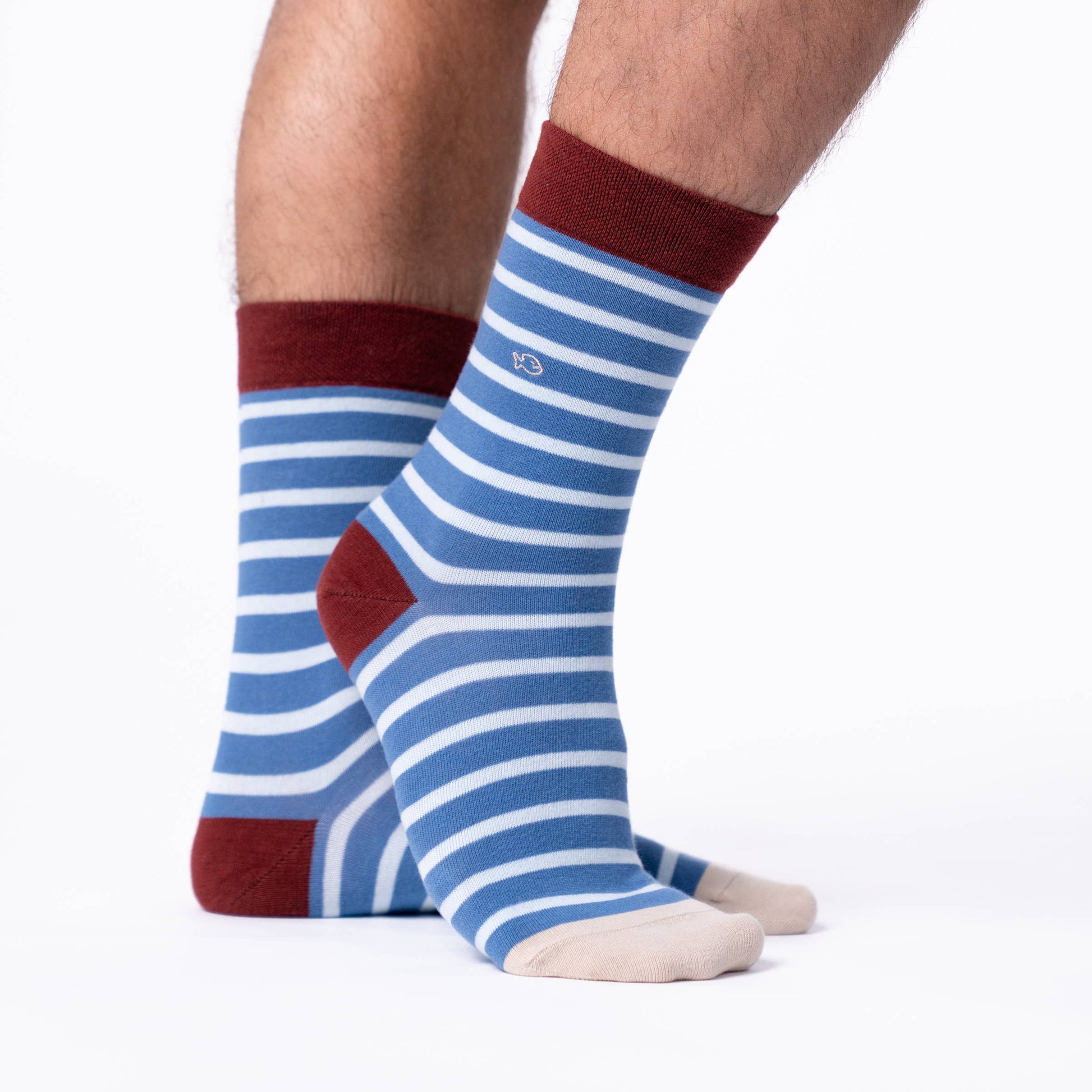 Calzini a righe in cotone pettinato blu