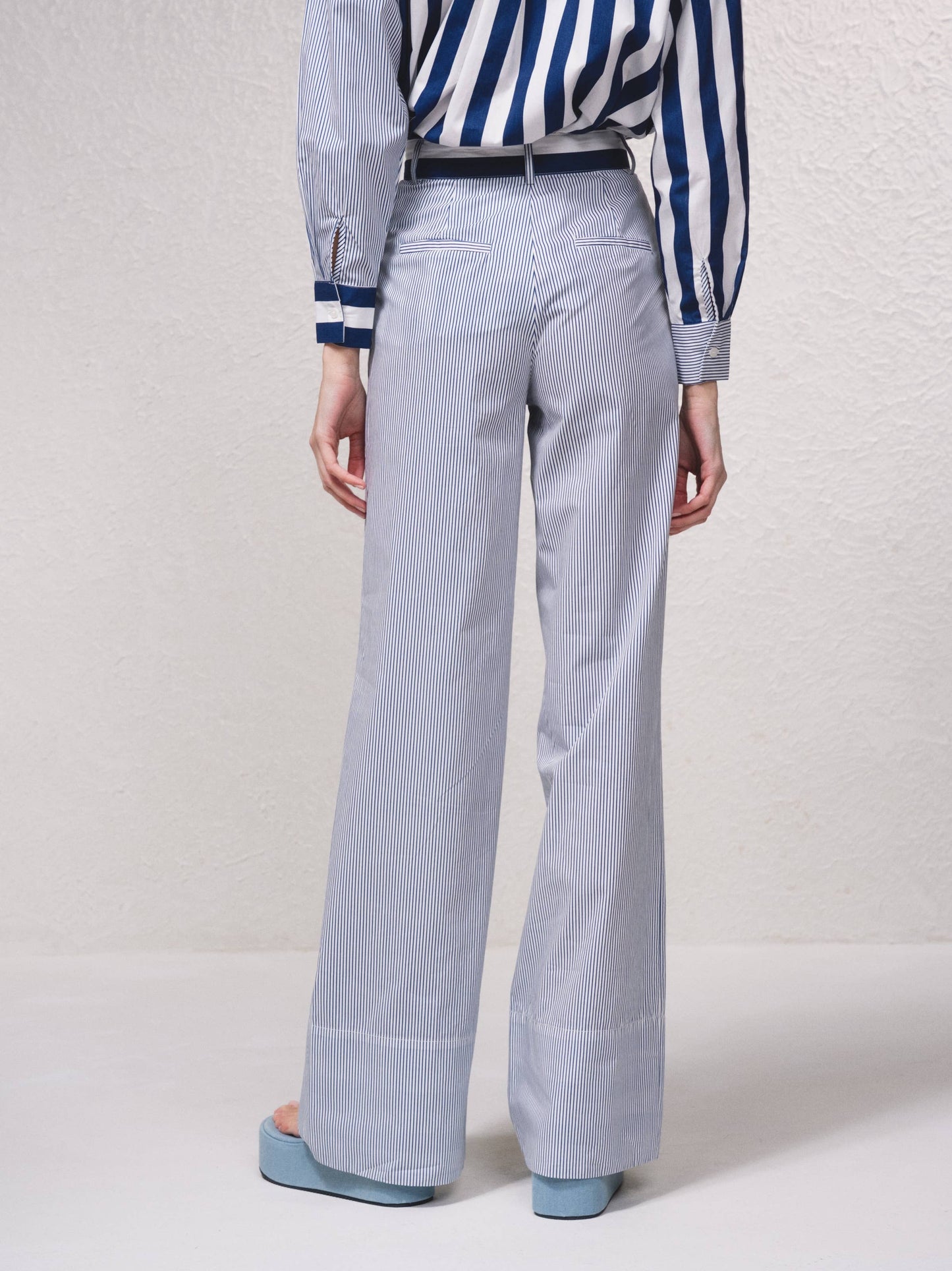 Pantaloni palazzo a righe in cotone
