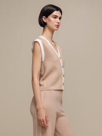 Gilet cardigan in maglia con bordi a contrasto