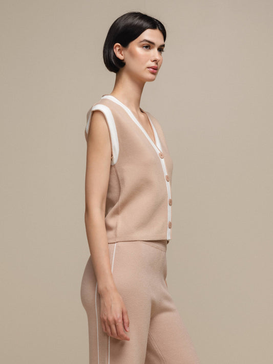 Gilet cardigan in maglia con bordi a contrasto