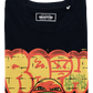 T-shirt unisex nera con stampa cartoon graffiti