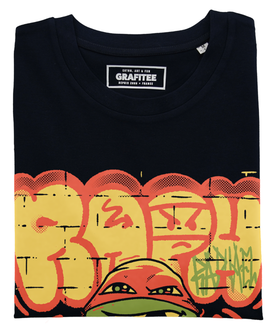 T-shirt unisex nera con stampa cartoon graffiti