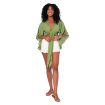 Top crop estivo in cotone con fiocco