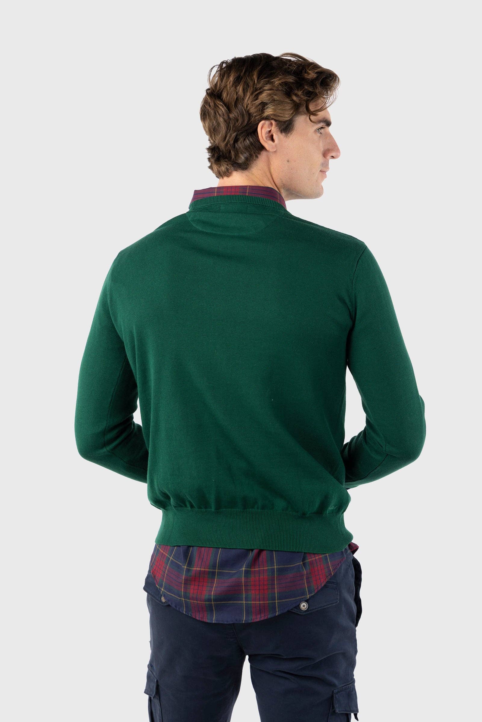 Maglia in cotone verde bottiglia stile anni Cinquanta