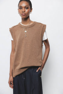 Gilet in maglia rasata con scollo tondo