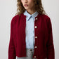 Cardigan in maglia a trecce bordeaux con bottoni
