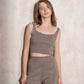 Top cropped in maglia con glitter