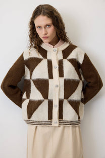 Cardigan in maglia color block