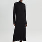 Abito maxi a coste nero con collo alto