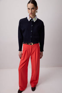 Cardigan corto in maglia con bottoni
