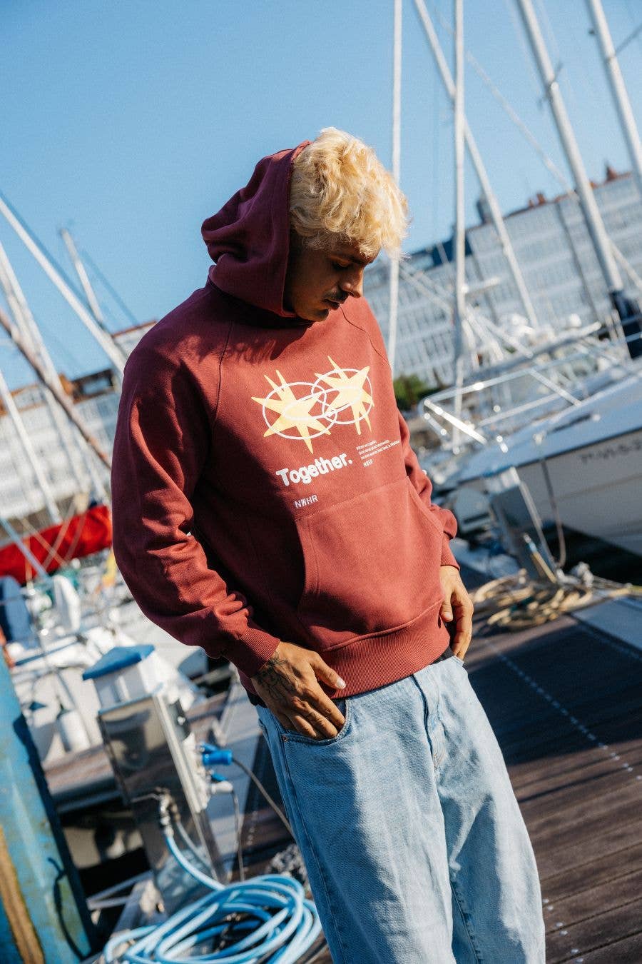Felpa con cappuccio oversize Star Ruby in cotone biologico