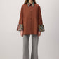 Camicia marrone con dettagli etnici jacquard