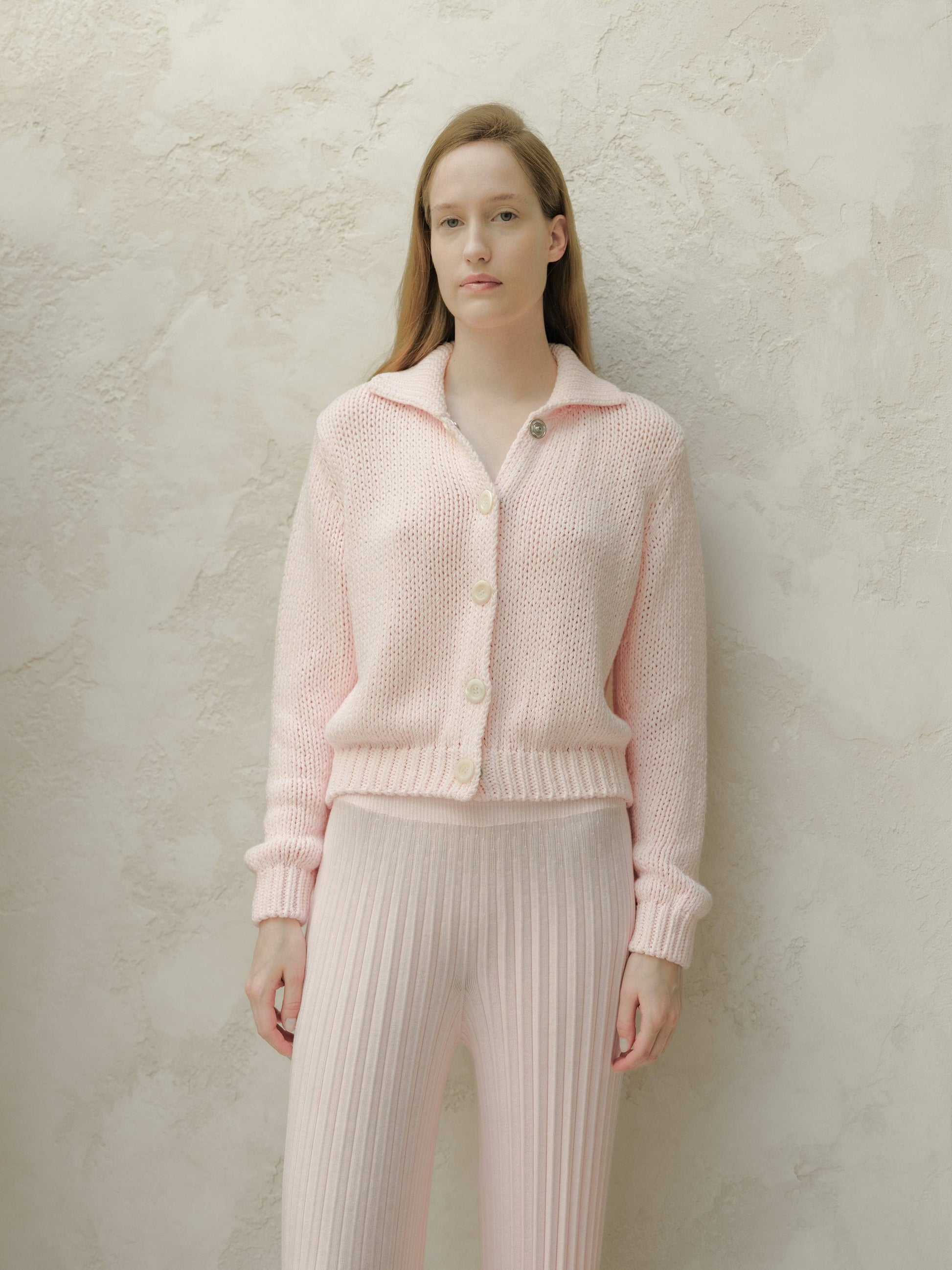 Giacca cardigan in maglia con colletto e bottoni