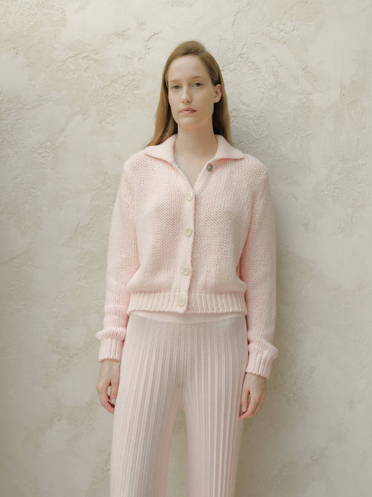 Giacca cardigan in maglia con colletto e bottoni