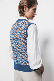 Gilet in maglia con motivo geometrico