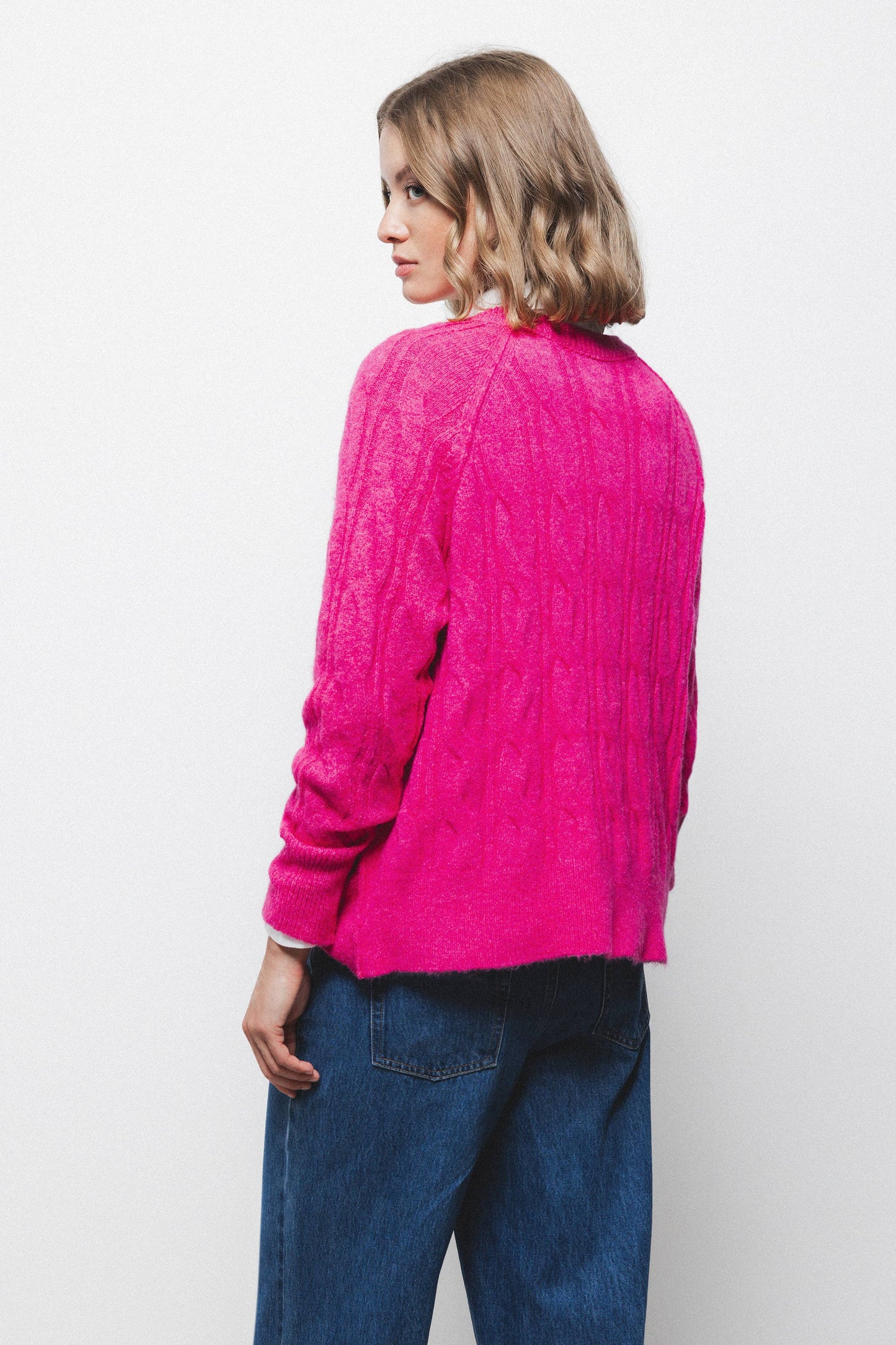 Maglione in maglia strutturata fucsia