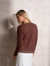 Maglione in maglia lurex con scollo a V