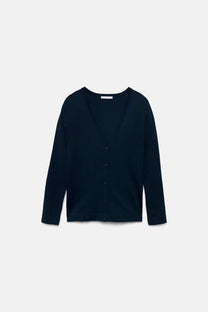 Cardigan in maglia rasata con scollo a V