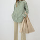 Camicia oversize a righe verdi in viscosa
