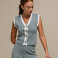 Gilet cardigan in maglia con bordi a contrasto