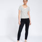 T-shirt donna a righe in misto cotone