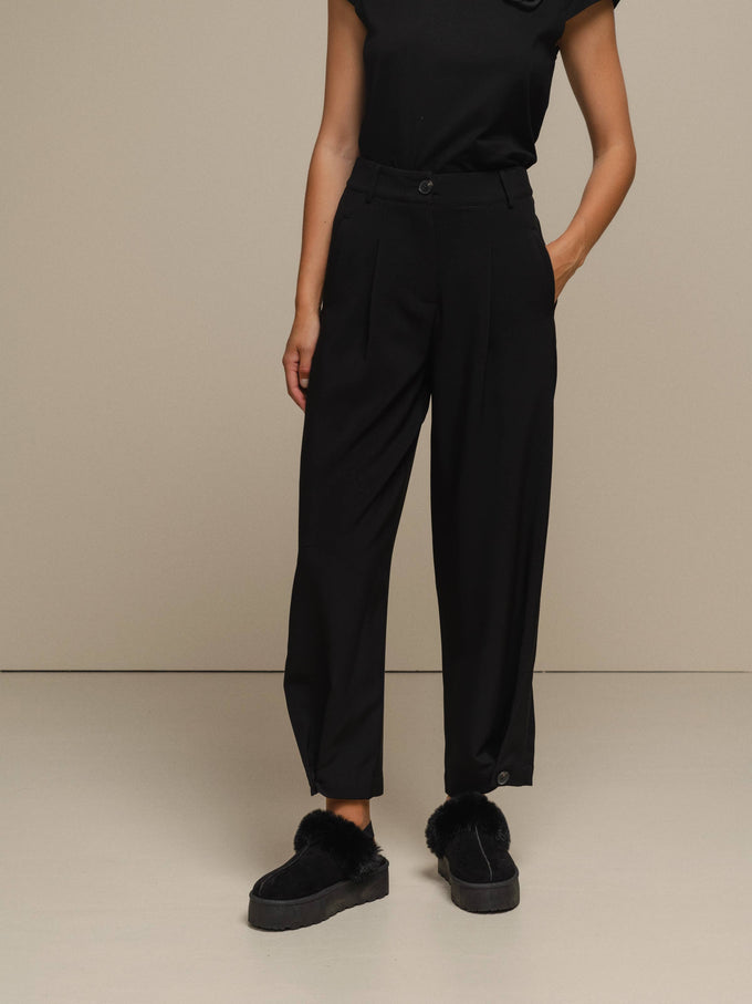 Pantaloni sartoriali donna a vita alta con pieghe