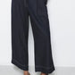 Pantaloni wide leg in denim con impunture a contrasto