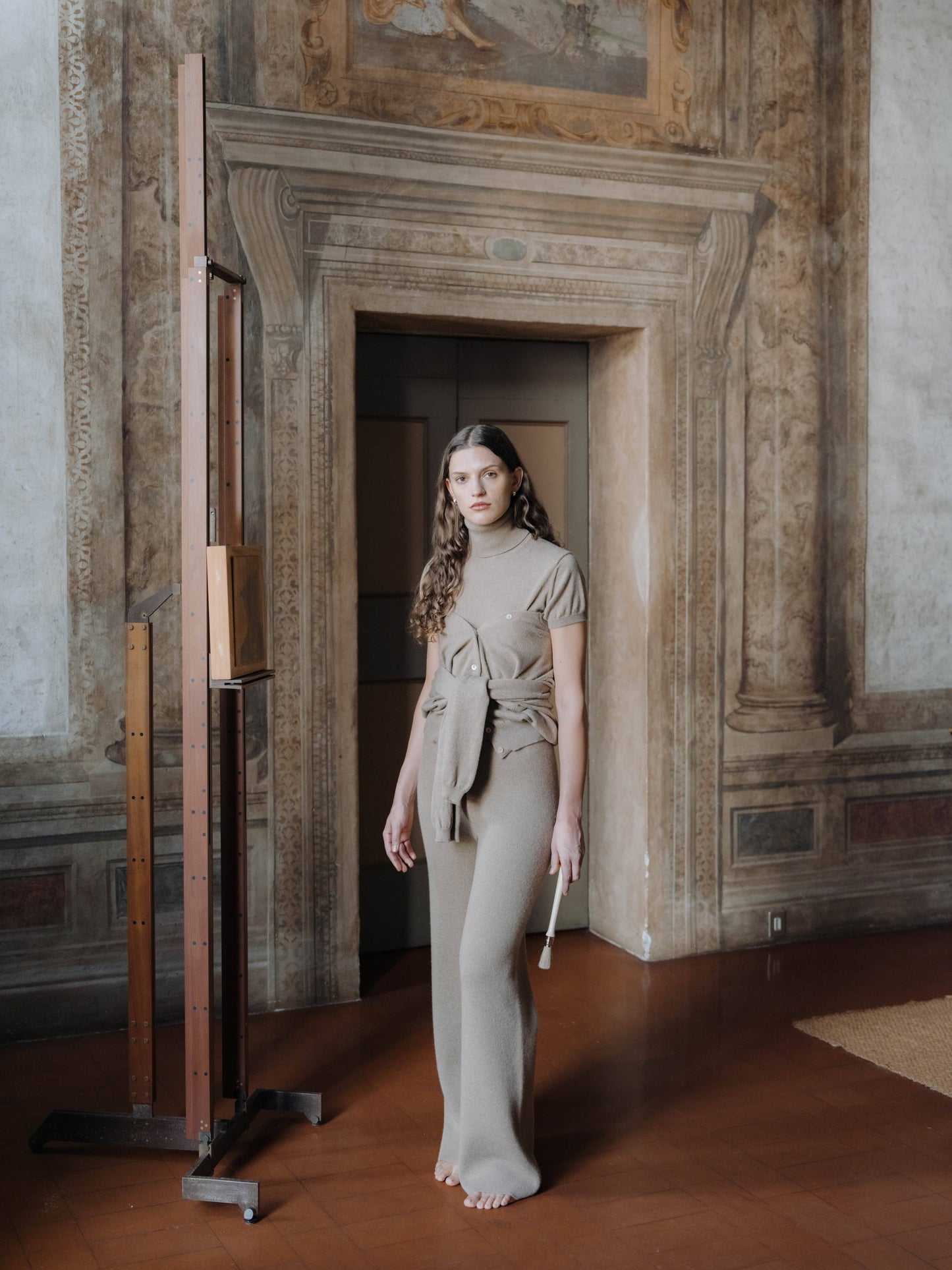 Dolcevita a maniche corte in puro cashmere