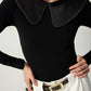 Body nero con collo in raso
