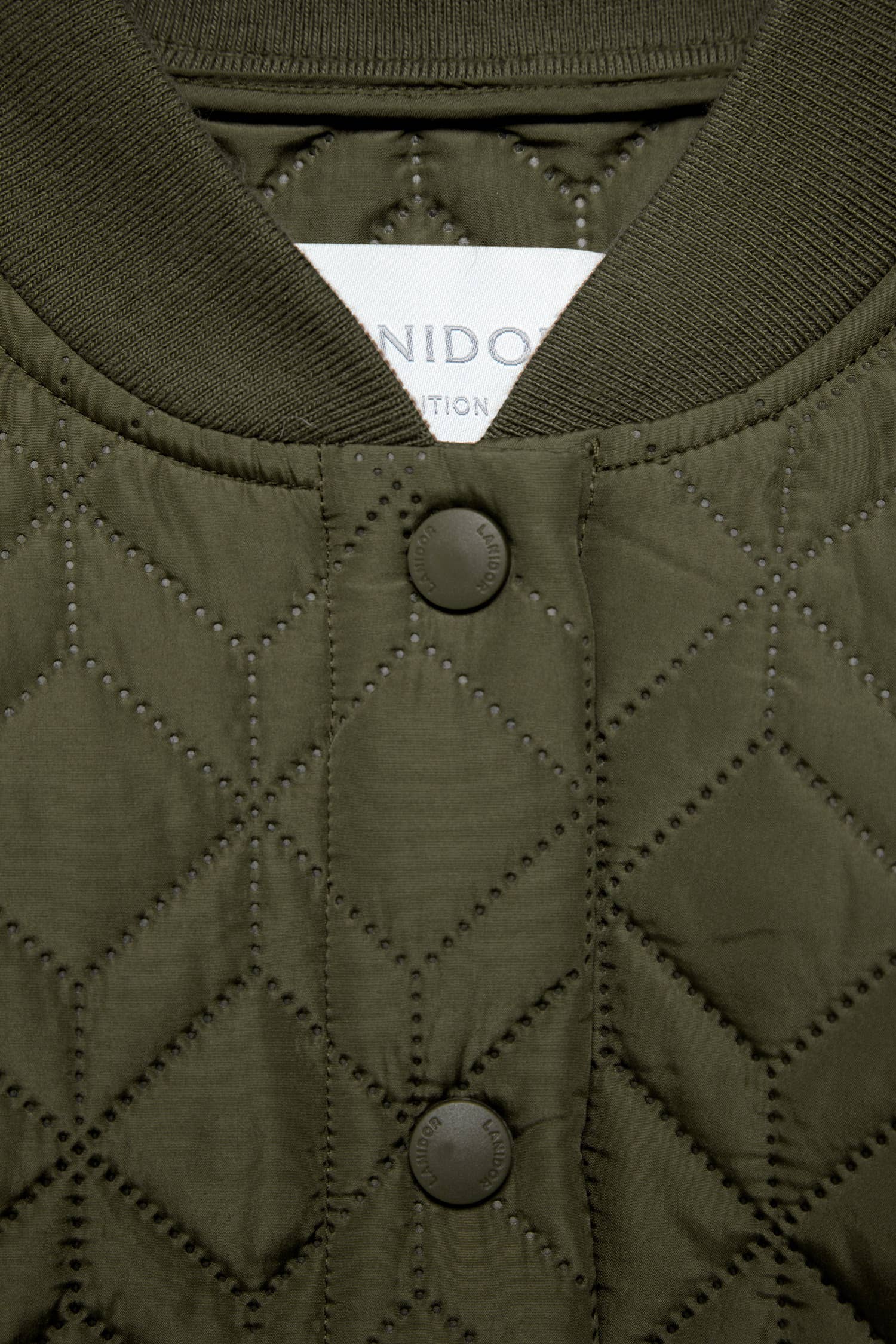 Giacca trapuntata lunga verde oliva