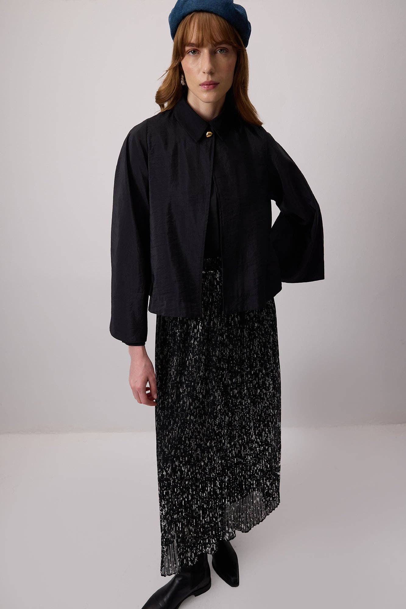Gonna lunga jacquard lucida con vita elastica