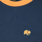 T-shirt donna color block blu con ricamo elefante