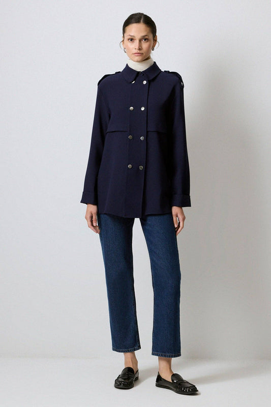 Camicia con spalline e bottoni a pressione in misto cotone