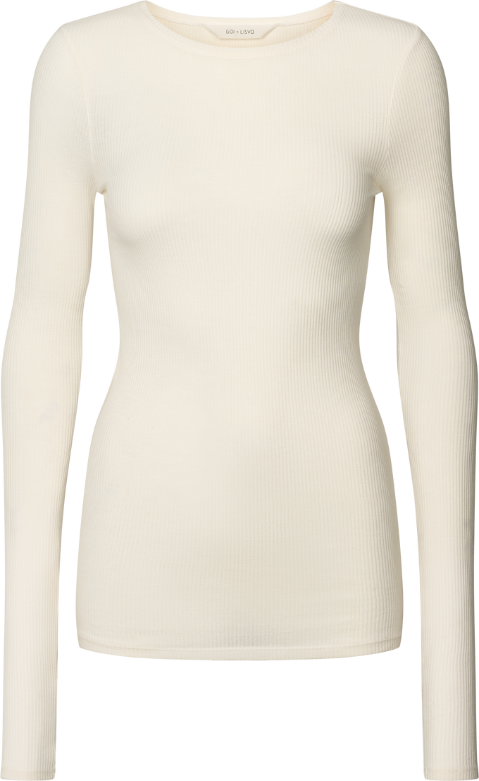 Maglia Lise a manica lunga in cotone biologico a costine off white