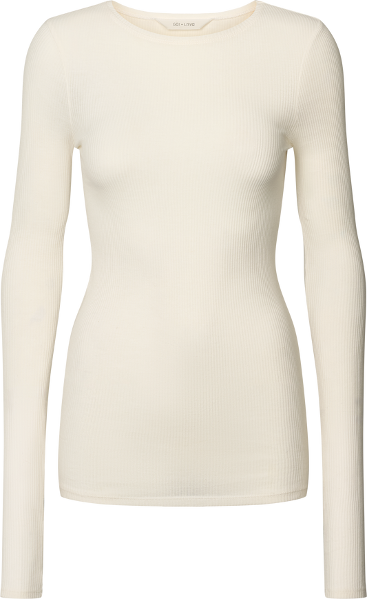Maglia Lise a manica lunga in cotone biologico a costine off white